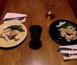 Baked chicken, sautéed asparagus, rice. Nothing immoderate about that.