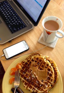 Work-from-Home-on-a-Snow-Day Breakfast. Not pictured: crackling fire, happy kitten.
